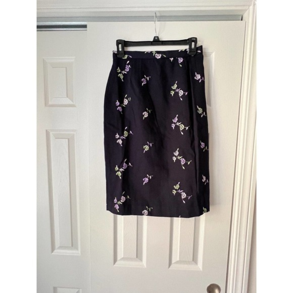 Vintage rickie freeman Teri John‎ blue floral skirt size 6